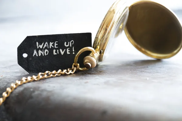 Despertar y vivir y reloj de bolsillo — Foto de Stock