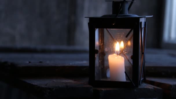 Lantern with a candle — Stock Video