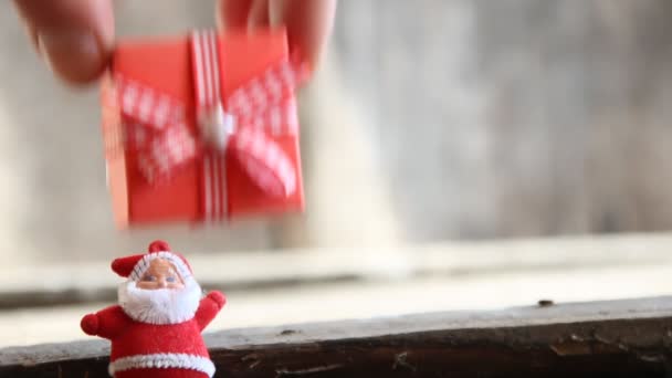 Luxe-geschenketui en Santa — Stockvideo