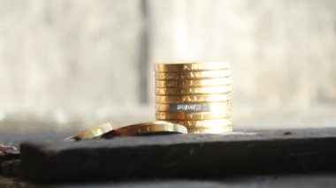 İş metin ve altın sikkeler