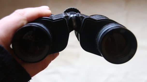 Palabra de visión sobre binoculares — Vídeo de stock
