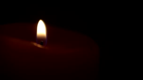 Single Burning Candle Black Background Place Your Text Right Candle — Stock Video