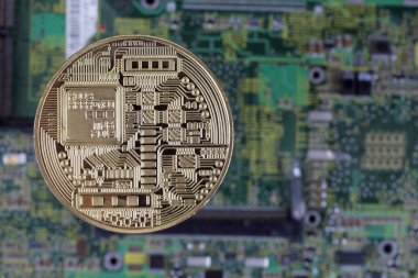 Ana kartta altın bitcoin, seçici odak, kopyalama alanı. 