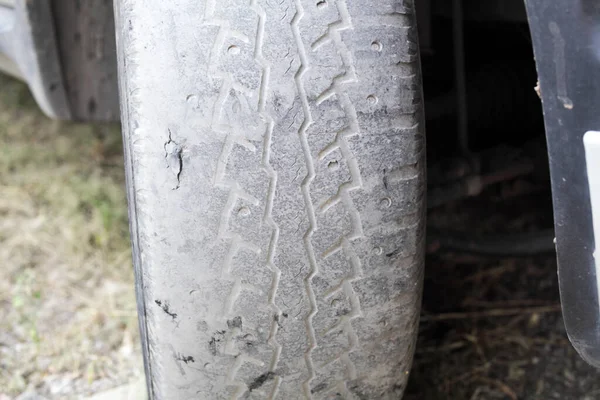 Car Tire Increased Tire Edge Wear Macro Soft Focus — Stock Photo, Image