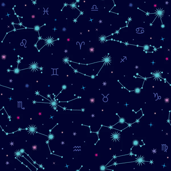 Zodiac Constellations Seamless Pattern Royalty Free Stock Vectors