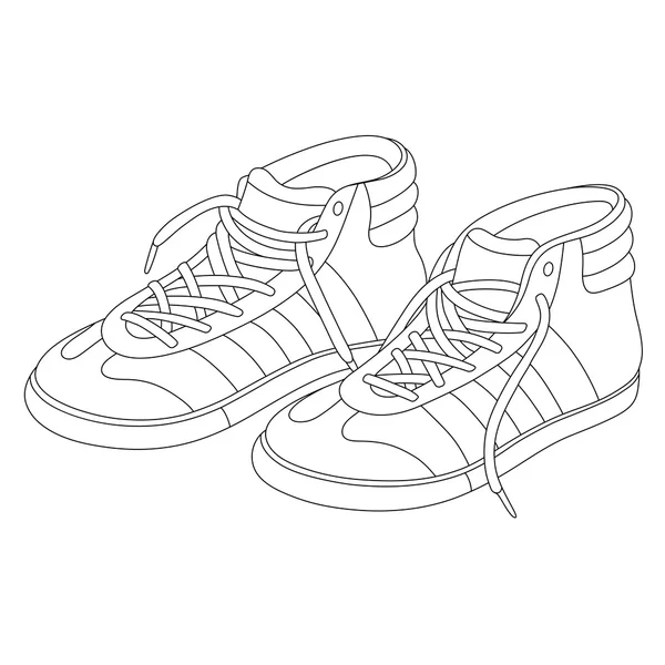 Vector lijn kunst sneakers — Stockvector