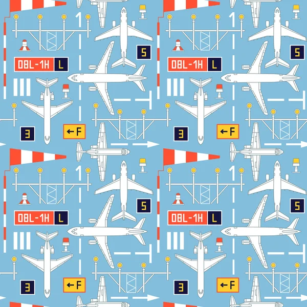 Modèle sans couture avec des avions de passagers numéro quatre — Image vectorielle