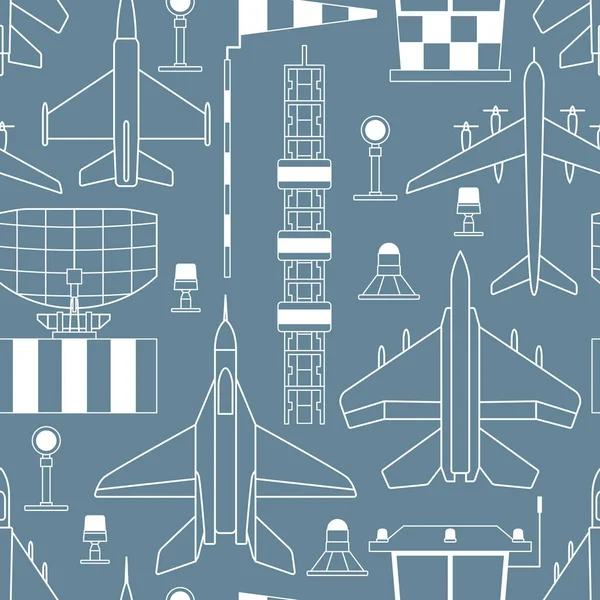 Modèle Sans Couture Avec Des Avions Militaires Sur Fond Gris — Image vectorielle