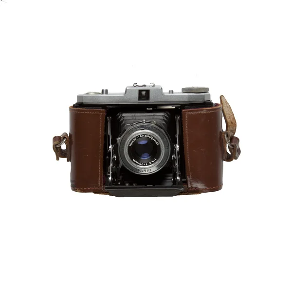 Oude camera met hoesje — Stock Photo, Image