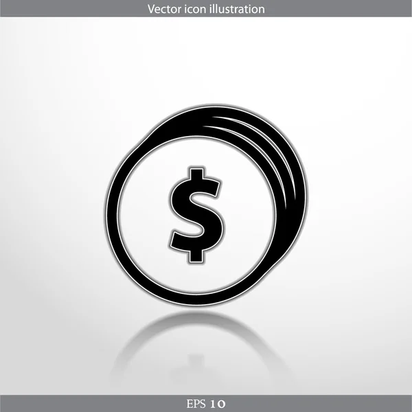 Pièces vectorielles avec icône plate de signe dollar web — Image vectorielle