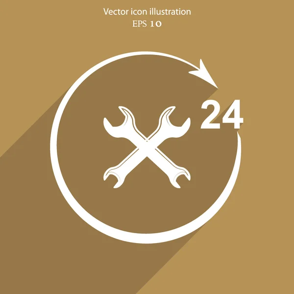 Vector reparation ikon. 24 timmars service. — Stock vektor