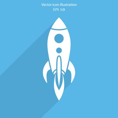 Vektör düz roket web simgesi.