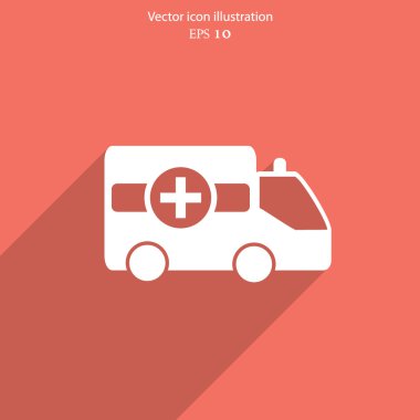 Vektör ambulans araba düz simgesi.