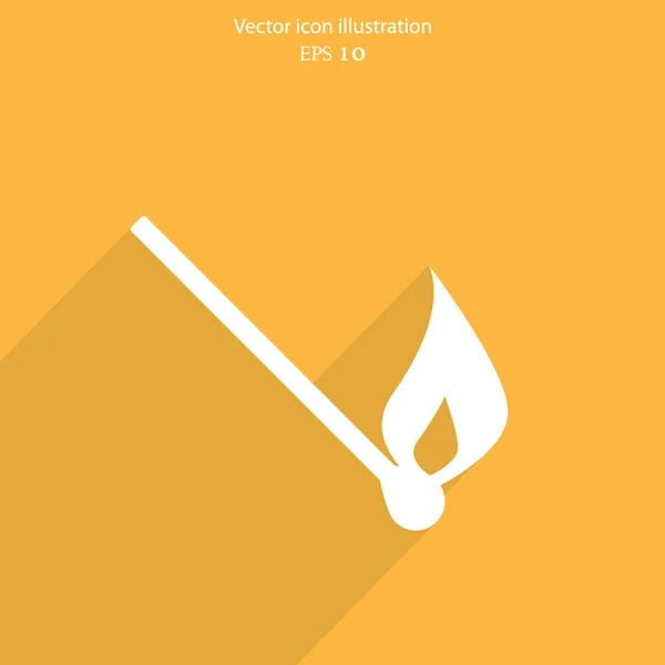 Vector burning match web icon. — Stock Vector