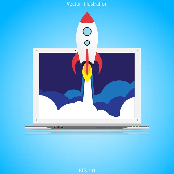 Vector plano cohete web icono . — Vector de stock
