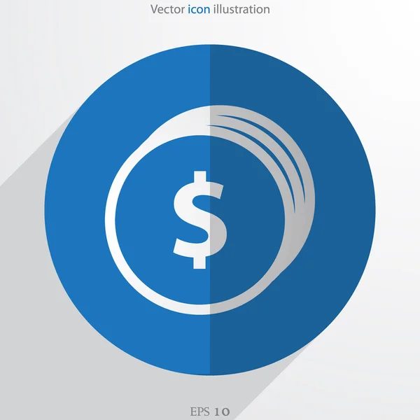 Vector munten met dollarteken web platte pictogram — Stockvector