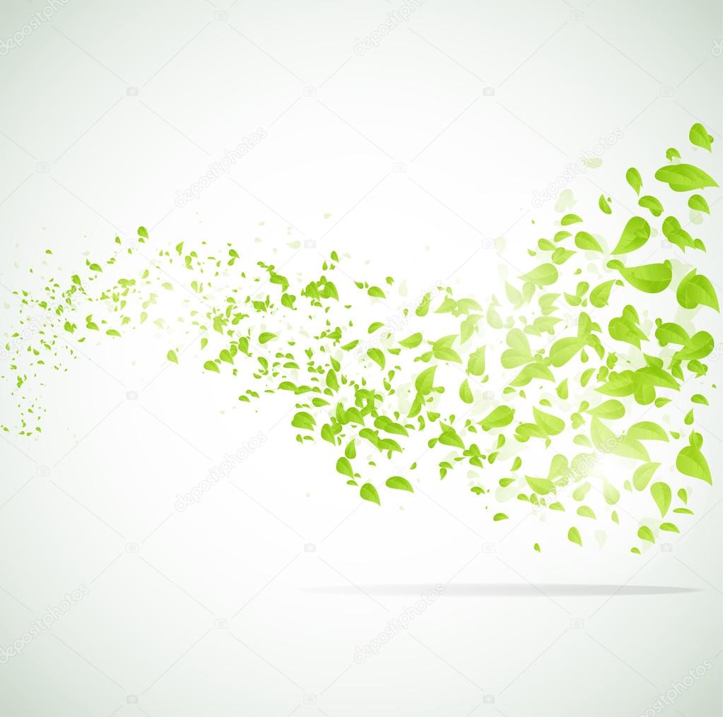 Vector wave background with leaves.
