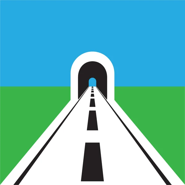 Carretera con túnel web icono plano — Vector de stock