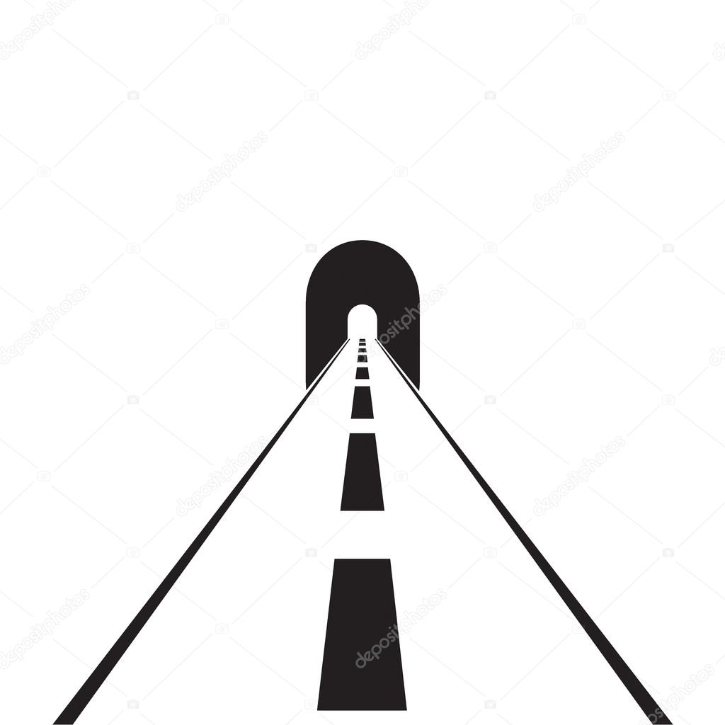 road with tunnel web flat icon