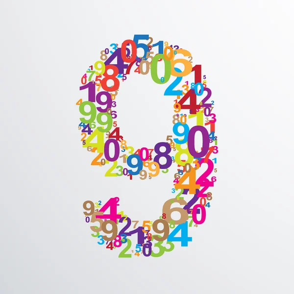 Vector number nine from numbers. — Stock Vector