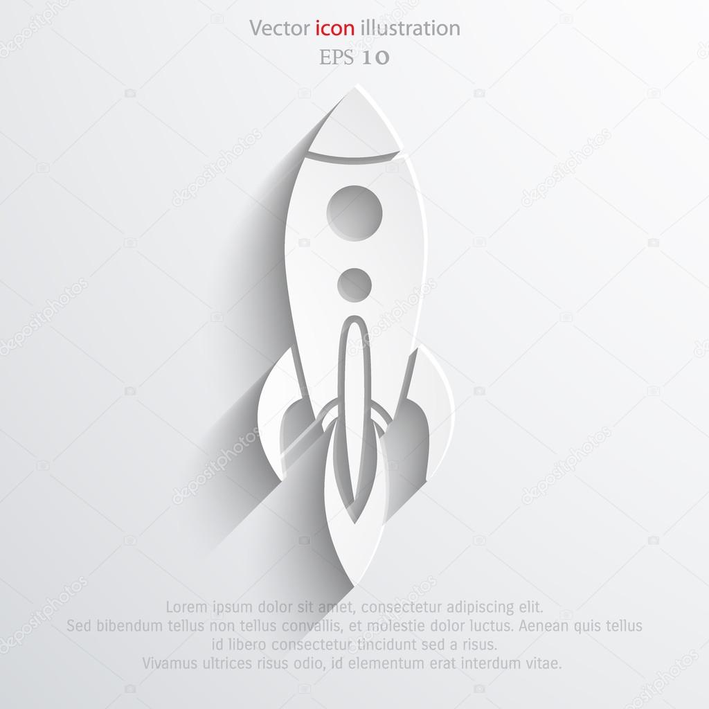 Vector flat rocket web icon.