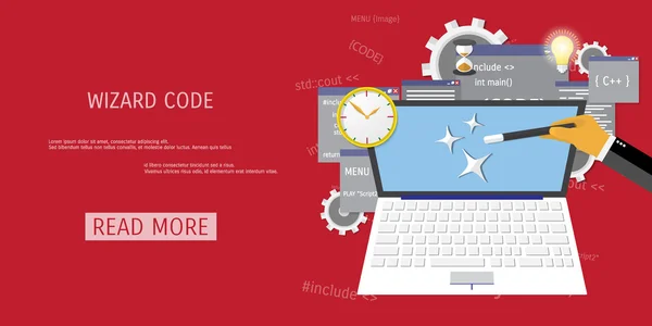 Vektor platt begreppet programmering och kodning — Stock vektor