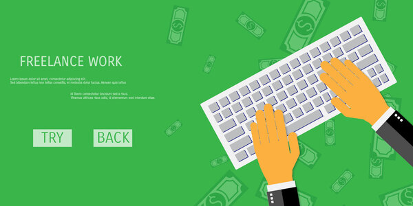 Vector flat concept of programming and coding