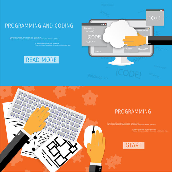 Векторная плоская концепция программирования и кодирования
