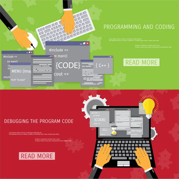 Concepto plano vectorial de programación y codificación — Archivo Imágenes Vectoriales