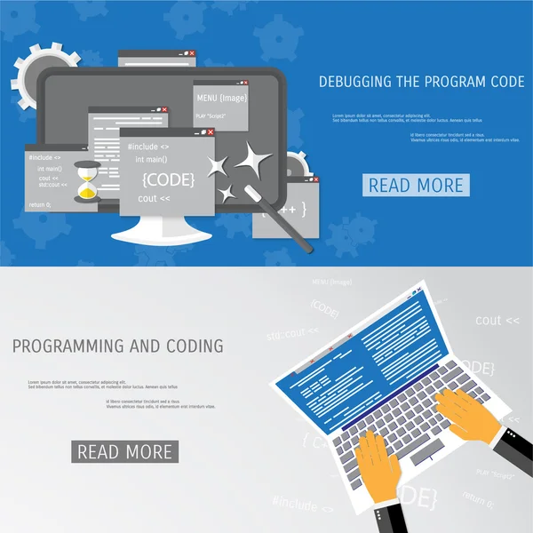 Concepto plano vectorial de programación y codificación — Vector de stock