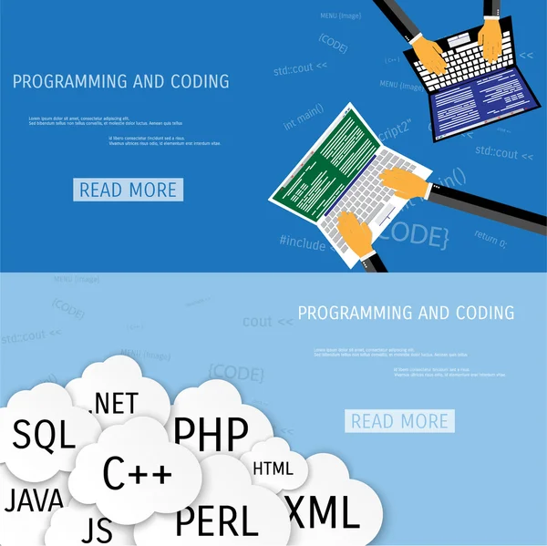 Concepto plano vectorial de programación y codificación — Archivo Imágenes Vectoriales