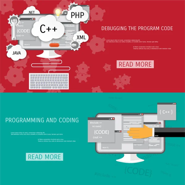 Concepto plano vectorial de programación y codificación — Archivo Imágenes Vectoriales