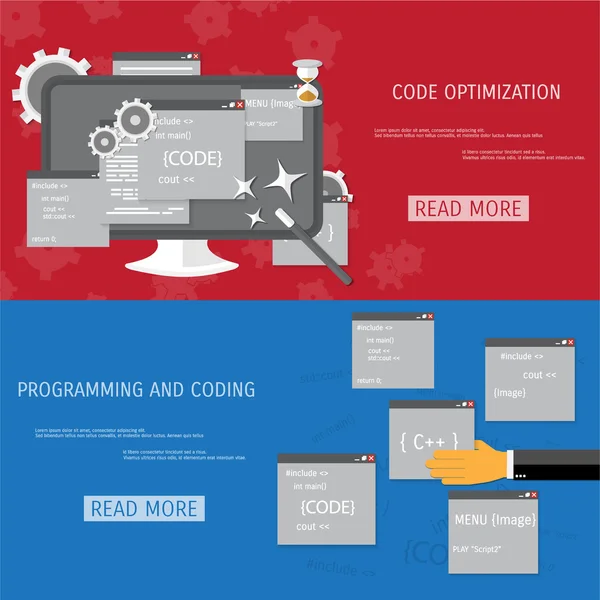 Vektor platt begreppet programmering och kodning — Stock vektor