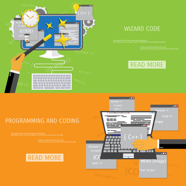 Векторная плоская концепция программирования и кодирования
