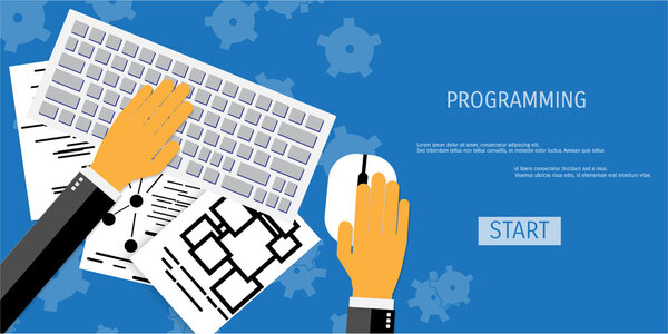 Vector flat concept of programming and coding