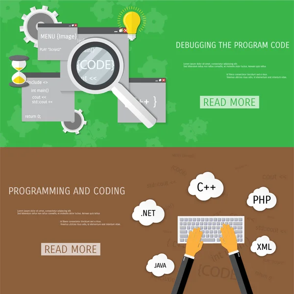 Concepto plano vectorial de programación y codificación — Archivo Imágenes Vectoriales