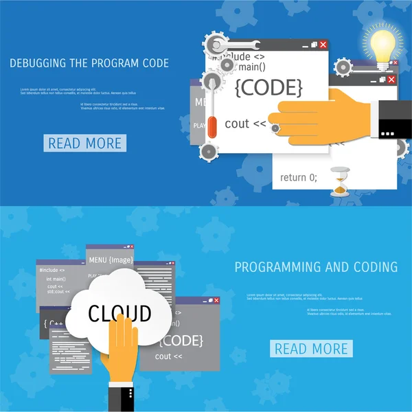 Concepto plano vectorial de programación y codificación — Archivo Imágenes Vectoriales