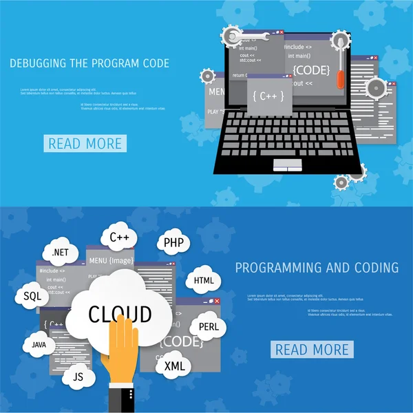 Concepto plano vectorial de programación y codificación — Vector de stock