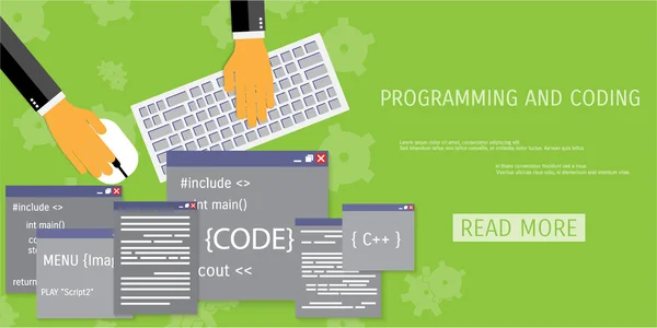 Concepto plano vectorial de programación y codificación — Archivo Imágenes Vectoriales