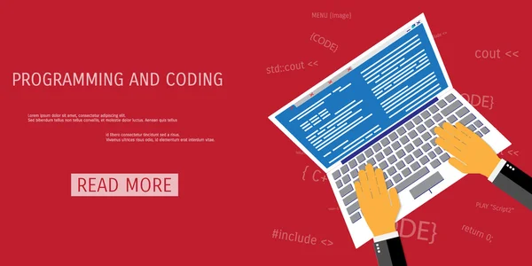 Concepto plano vectorial de programación y codificación — Archivo Imágenes Vectoriales