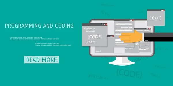 Concepto plano vectorial de programación y codificación — Archivo Imágenes Vectoriales