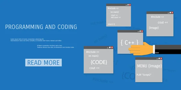 Concepto plano vectorial de programación y codificación — Archivo Imágenes Vectoriales