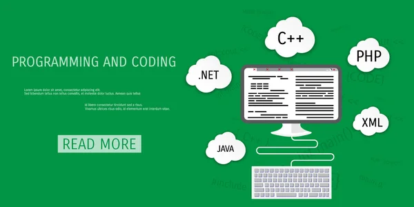 Programlama ve kodlama vektör düz kavramı — Stok Vektör