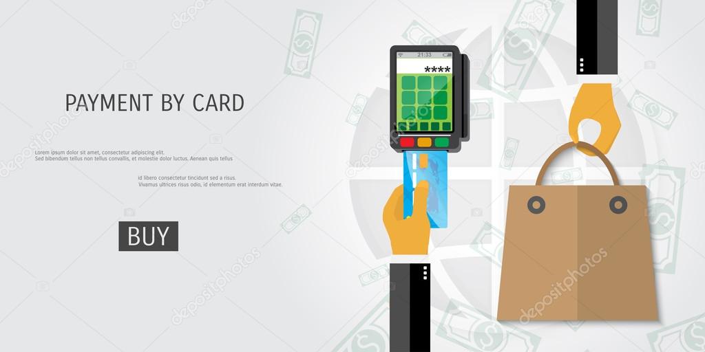 Vector payment by card concept illustration.