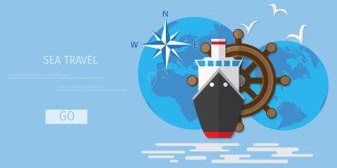 Vektör düz kavramı dünya seyahat ve Turizm.