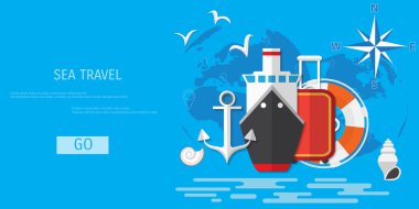 Vektör düz kavramı dünya seyahat ve Turizm.