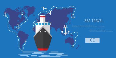 Vektör düz kavramı dünya seyahat ve Turizm.