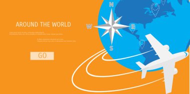 Vektör düz kavramı dünya seyahat ve Turizm.