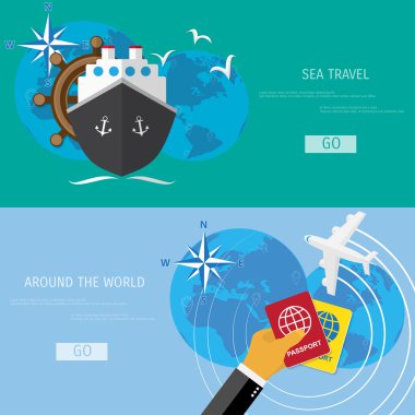 Vektör düz kavramı dünya seyahat ve Turizm.