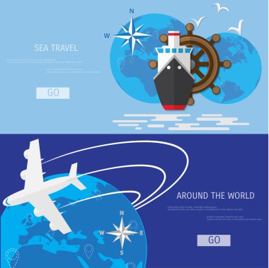 Vektör düz kavramı dünya seyahat ve Turizm.
